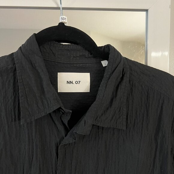 591 NN.07 Freddy 5721 Short Sleeve Seersucker Button-Up Shirt - Picture 3 of 5